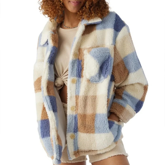 O'Neill Heath Plaid High Pile Fleece Jacket, winter white - Picture 12 of 13